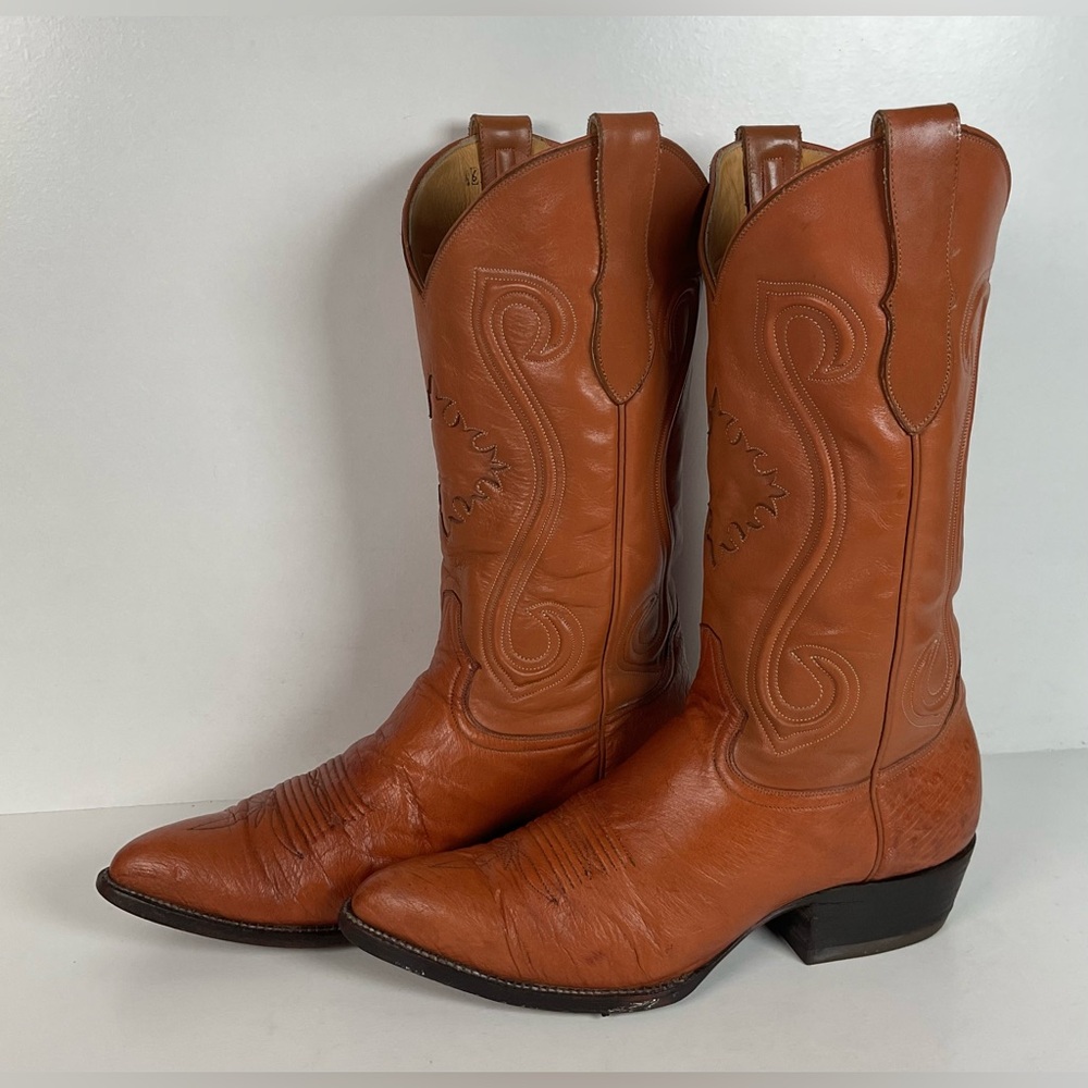 Custom Smooth Ostrich Cowboy Boots | Exotic | Tooled Inlay | Men’s 8.5
